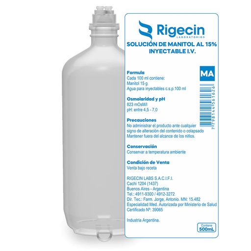 [AB60955] SOLUC. DE MANITOL AL 15% RIGECIN - 12 sach. x 500ml - Rigecin