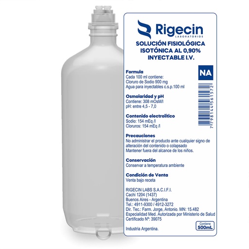 [AB60970] SOLUC. FISIOLOGICA ISOTONICA RIGECIN - 12 sach. x 500ml - Rigecin