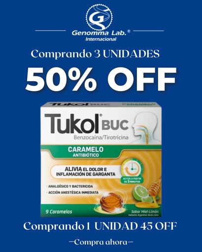 [AB61042] TUKOL CARAMELOS MIEL & LIMÓN - caram.x 9 - Genomma Lab.