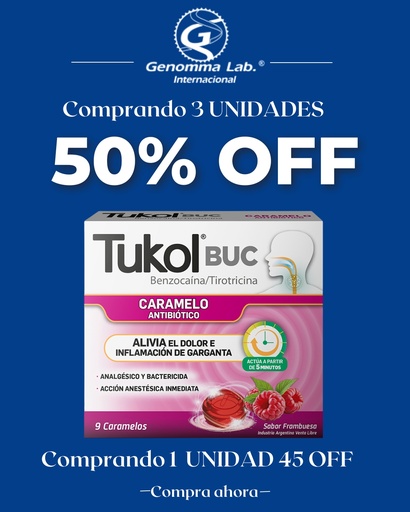 [AB62912] TUKOL CARAMELOS FRAMBUESA - caram.x 9 - Genomma Lab.