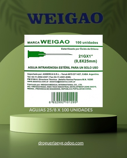 [10076] AGUJAS 25/8 X 100 UNID. - WEIGAO 
