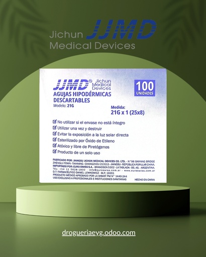 [12482] AGUJAS HIPOD. EST. DES. 25/8 (21Gx1) CAJ X 100 - JJMD