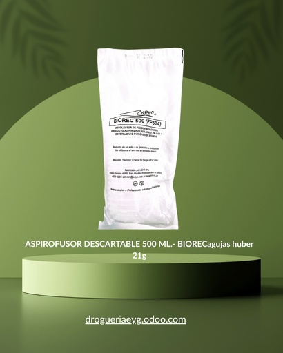 [12031] ASPIROFUSOR DESCARTABLE 500 ML.- BIORECagujas huber 21g