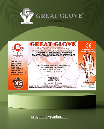 [10916] GUANTES DE NITRILO NEGRO XS - GREAT GLOVE*