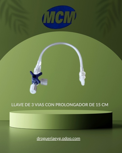 [12413] LLAVE DE 3 VIAS CON PROLONGADOR DE 15 CM - MCM 