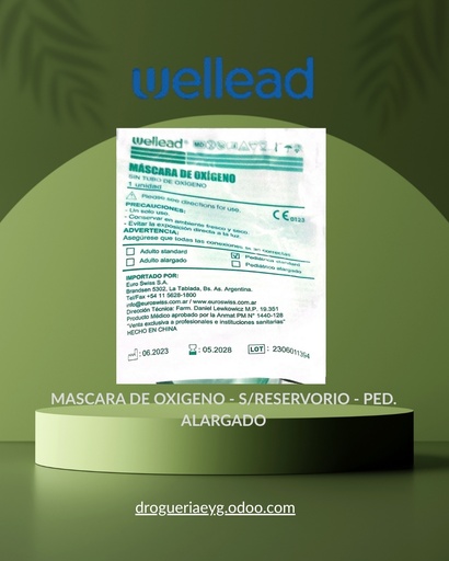 [11196] MASCARA DE OXIGENO - S/RESERVORIO - PED. ALARGADO - WELL LEAD