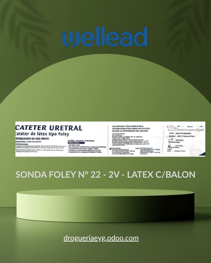 [11600] SONDA FOLEY N° 22 - 2V - LATEX  C/BALON - WELL LEAD 