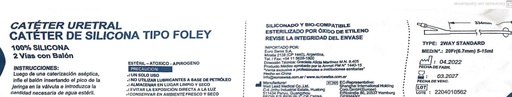 [11604] SONDA FOLEY N°20 - 2 V C/BALON 100% SILICONA 