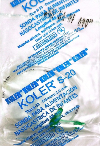 [12111] SONDA K 33 PVC P/INTUB NASOGAS. INFANTE - KOLER 