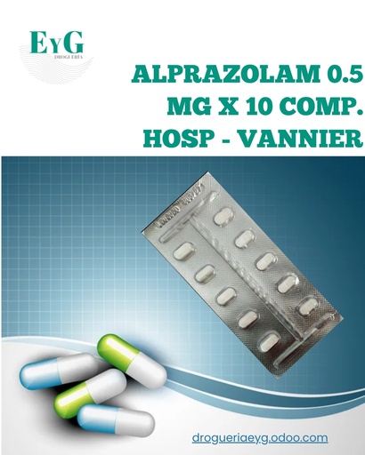 [12144] ALPRAZOLAM 0.5 MG X 10 COMP. HOSP -  VANNIER psico.