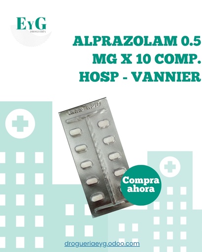 [12144] ALPRAZOLAM 0.5 MG X 10 COMP. HOSP -  VANNIER psico.
