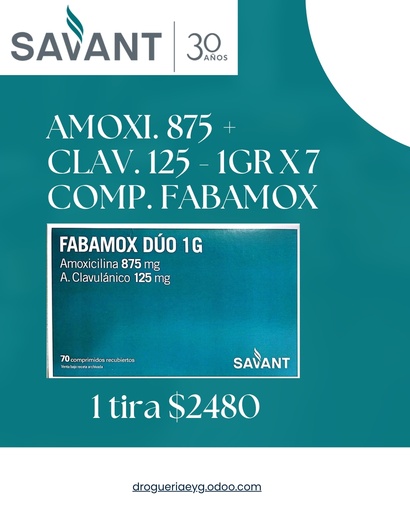 [10150] AMOXI. 875 + CLAV. 125 - 1GR X 7 COMP. FABAMOX - SAVANT  