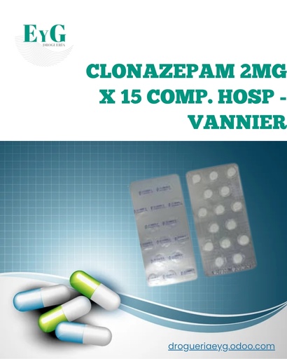 [10480] CLONAZEPAM 2MG X 15 COMP. HOSP - VANNIER 