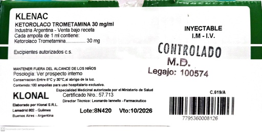[13011] KETOROLAC AMP 30MG X 1 ML - KLONAL 