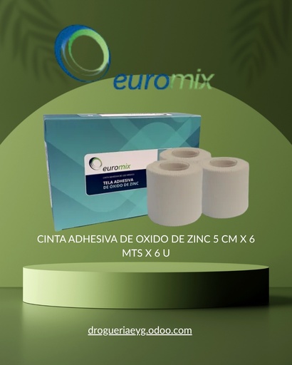 [16073] CINTA ADHESIVA DE OXIDO DE ZINC 5 CM X 6 MTS X 6 U 