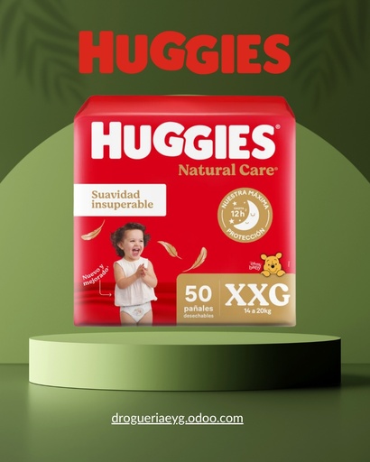 [13654] PAÑAL HUGGIES NATURAL CARE "XXG" x 50 U  + WIPES 