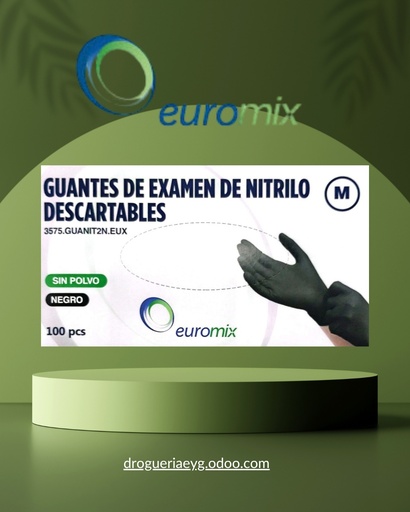 [15326] GUANTES DE NITRILO NEGRO  M - EUROMIX 