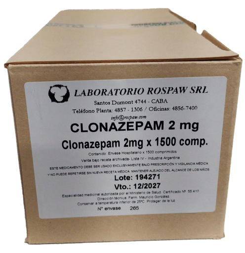 [16014] CLONAZEPAM 2mg x 10 COMP. - ROSPAW - psico