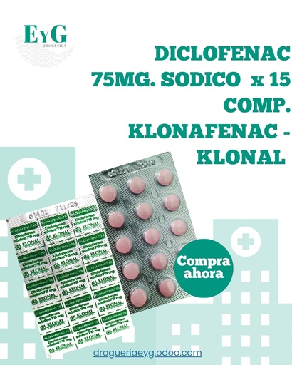 [16024] DICLOFENAC 75MG. SODICO  x 15 COMP. KLONAFENAC - KLONAL 