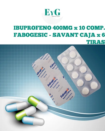 [14278] IBUPROFENO 400MG x 10 COMP. - FABOGESIC - SAVANT CAJA x 6 TIRAS